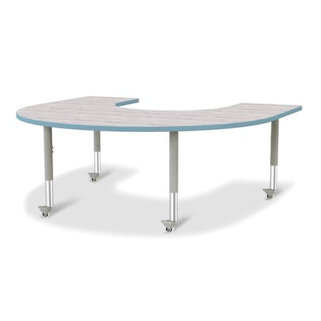 Jonti-Craft Berries Horseshoe Activity Table, 60 in. x 66 in., Mobile, Driftwood Gray/Coastal Blue/Gray 6445JCM452
